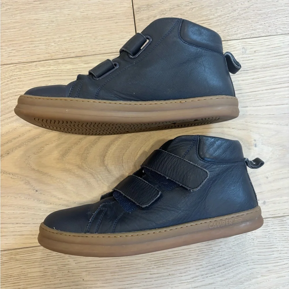 Camper Kids Navy Blue Velcro High-Top Boots